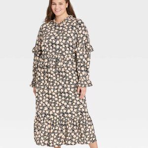 Who What Wear Women's Puff Long Sleeve A-Line Dress